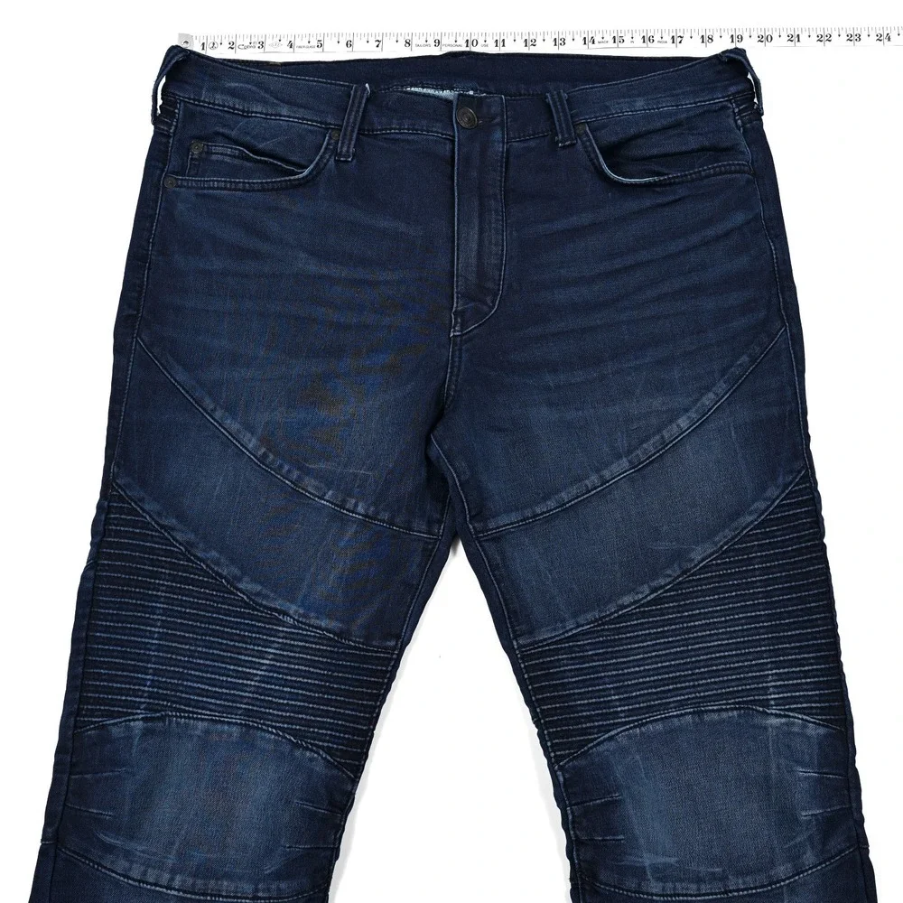 True Religion Men's Rocco Relaxed Skinny Jeans Size 38 Moto Ribbed Biker Hip Hop